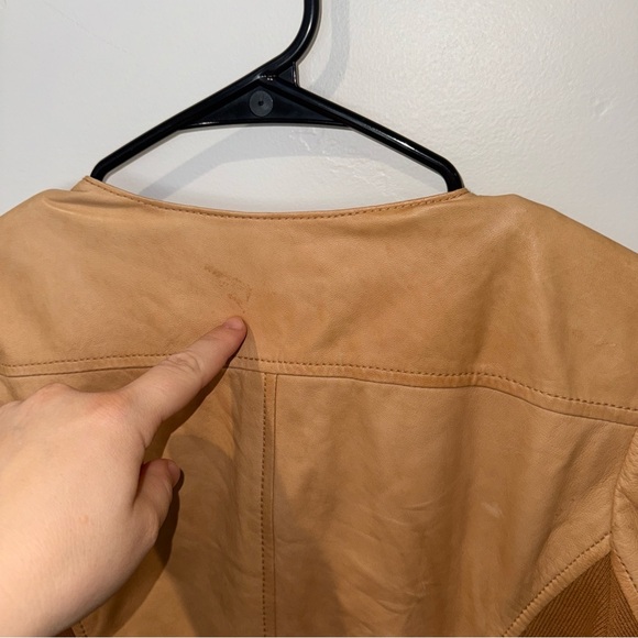 Trouve Leather ZIP Jacket Cotton Blend Medium Tan Camel Color - Picture 9 of 14
